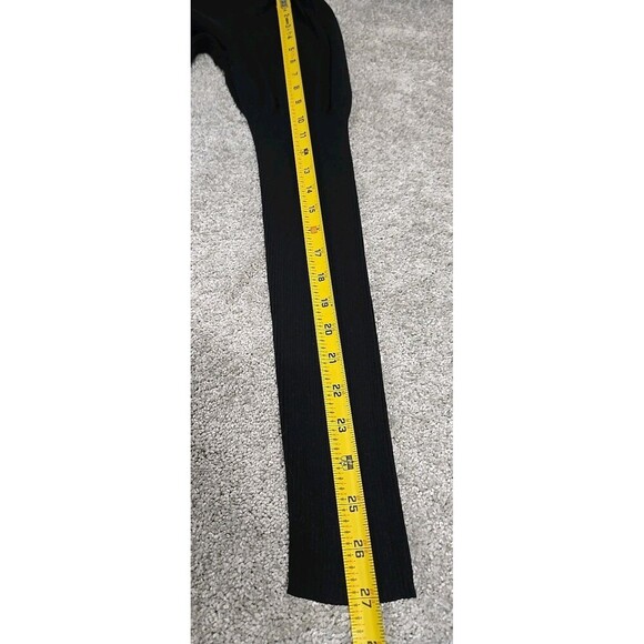 REBECCA TAYLOR Ribbed Knit V-Neck Puff Sleeves Midi Dress Stretch Black Size S - Picture 11 of 13